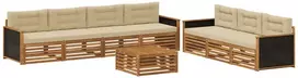 Lauko baldų komplektas Lauko sofos komplektas 8 pcs Natūralus ir bežinis