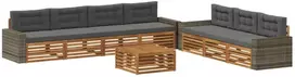 Lauko baldų komplektas Lauko sofos komplektas 8 pcs Natūralus ir antracitas