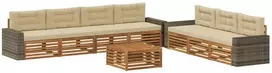 Lauko baldų komplektas Lauko sofos komplektas 8 pcs Natūralus ir bežinis