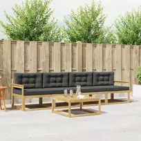 Lauko baldų komplektas Lauko sofos komplektas su pagalve 4 pcs Balta ir antracito