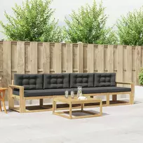 Lauko baldų komplektas Lauko sofos komplektas su pagalve 4 pcs Balta ir antracito