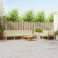 Lauko sofos komplektas su pagalve 6 pcs Balta ir kreminė