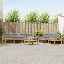 Lauko sofos komplektas 7 vnt. 7 vietos Balta ir šviesiai pilka