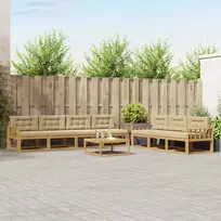 Lauko sofos komplektas 7 vnt. 7 vietos Balta ir kreminė