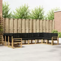 Lauko sofos komplektas 10 vnt. Balta ir juoda