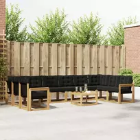 Lauko sofos komplektas su pagalve 11 pcs Balta ir juoda