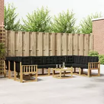 Lauko sofos komplektas su pagalve 11 pcs Balta ir juoda