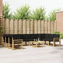 Lauko sofos komplektas su pagalve 11 pcs Balta ir juoda