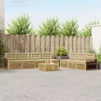 Lauko sofos komplektas 8 vnt. 7 vietos Balta ir kreminė