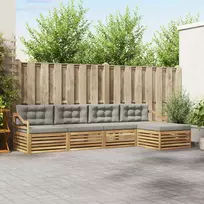 Lauko sofos komplektas su pagalve 5 pcs Balta ir šviesiai pilka