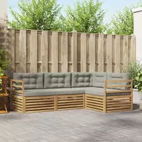 Lauko baldų komplektas Lauko sofos komplektas 4 pcs Balta ir šviesiai pilka