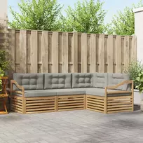 Lauko baldų komplektas Lauko sofos komplektas 4 pcs Balta ir šviesiai pilka