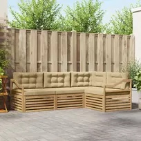 Lauko baldų komplektas Lauko sofos komplektas 4 pcs Balta ir kreminė