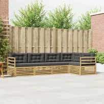 Lauko baldų komplektas Lauko sofos komplektas 5 pcs Balta ir antracito Poliesteris
