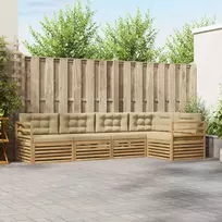 Lauko baldų komplektas Lauko sofos komplektas 5 pcs Balta ir kreminė Poliesteris