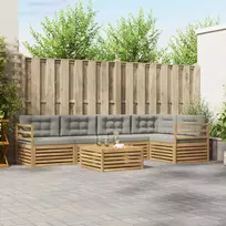 Lauko baldų komplektas Lauko sofos komplektas su pagalve 6 pcs Balta ir šviesiai pilka