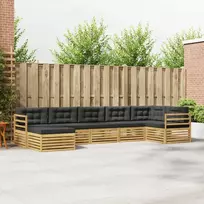 Lauko sofos komplektas su pagalve 7 pcs Balta ir antracito