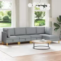 Modulinė sofa su laikymo vieta 5 pcs Šviesiai pilka Audinys