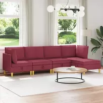 Modulinė sofa su laikymo vieta 5 pcs Vyno raudona Audinys