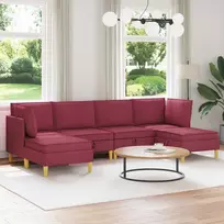 Modulinė sofa su laikymo vieta 6 vnt. Vyno raudona Audinys