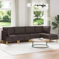 Modulinė sofa su laikymo vieta 5 pcs Tamsiai rudas Audinys