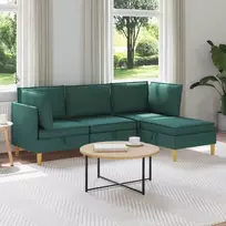 Modulinė sofa su laikymo vieta 4 pcs Tamsiai žalia Audinys