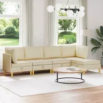 Modulinė sofa su laikymo vieta 5 pcs Kreminė Audinys