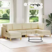 Modulinė sofa su laikymo vieta 6 pcs Kreminė Audinys