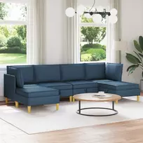 Modulinė sofa su laikymo vieta 6 pcs Mėlyna Audinys