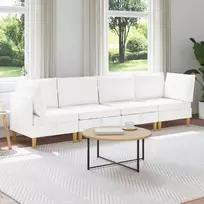 Modulinė sofa su laikymo vieta 4 pcs Balta Audinys
