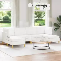 Modulinė sofa su laikymo vieta 6 pcs Balta Audinys