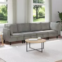 Svetainės baldų komplektas 4 pcs Šviesiai pilka Aksomas