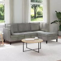 Svetainės baldų komplektas 4 pcs Šviesiai pilka Aksomas