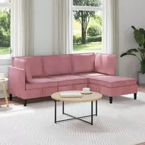 Svetainės baldų komplektas su pagalve 4 pcs Rožinė Aksomas