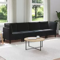 Svetainės baldų komplektas su pagalve 4 pcs Juoda Aksomas