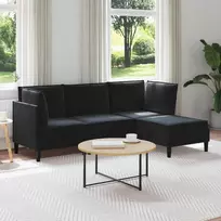 Svetainės baldų komplektas su pagalve 4 pcs Juoda Aksomas