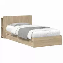 Lova Lovos rėmas su saugojimu su stalčių Sonoma ąžuolas 75 x 190 cm