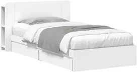 Lova Lovos rėmas su saugojimu Balta 90 x 200 cm Apdirbta mediena