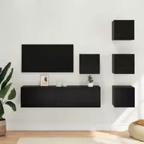 TV staliukas TV spintelių komplektas 6 pcs 60 x 30 x 30 cm Juodojo ąžuolo
