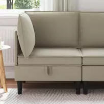 Kampinė Sofa su Saugykla Smėlio Aksomas
