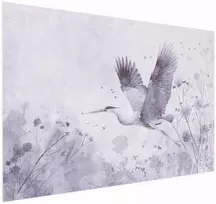 Paveikslas - Didingas skrydis - skrendanti gervė šalto monochrominio kolorito fone