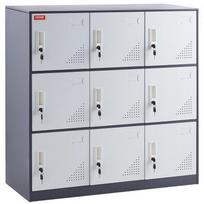 Spintelių spinta, 9 durų metalinė saugykla, 90x45x94 cm, pilka, plienas