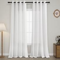 Pusiau permatomos lininės dieninės užuolaidos Joywell Baltos 140x138 cm 2 vnt.