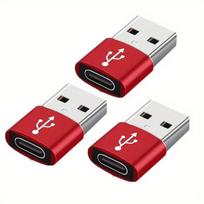 USB į USB-C adapteris 3 vnt., 3 vnt juodos spalvos