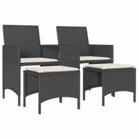 Dvivietė sodo sofa，Lauko sofa su staliuku/taburetėmis, juoda, poliratanas CFE44941