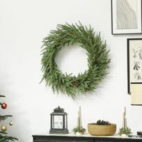 HOMCOM kalėdinis vainikas su pušų kankorėžiais, Ø60 cm – elegantiška šventinė durų ir sienos dekoracija