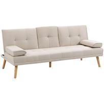 Trivietė sofa-lova su nulenkiama atkalte bei staliuku smėlio spalvos 181 x 77 x 78 cm