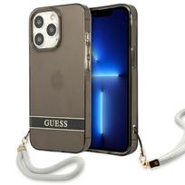 Guess skaidrus dėklas iPhone 13/13 Pro su dirželiu – juodas