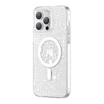 Kingxbar PQY Geek Series MagSafe dėklas iPhone 14 Plus – sidabrinis