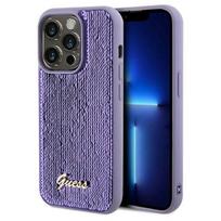 Guess Sequin Script Metal dėklas iPhone 13 Pro/13 – violetinis